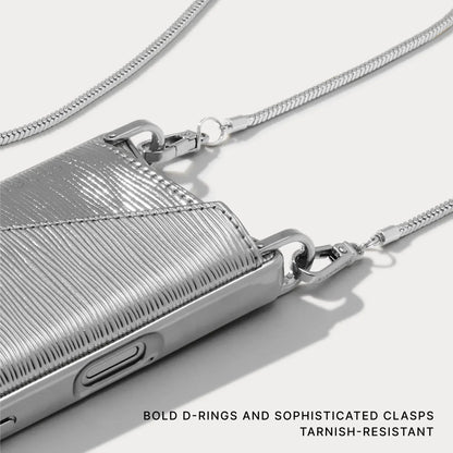 Gia Chrome Crossbody Phone Case - Silver Wave/Chrome Silver