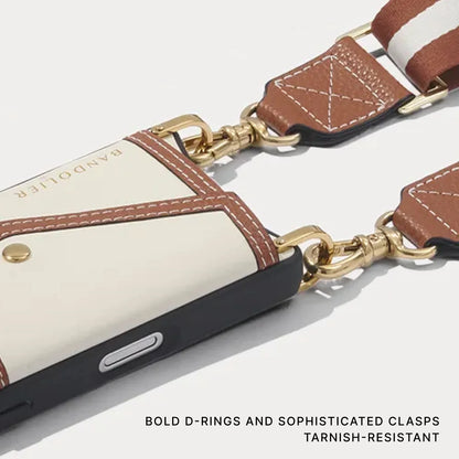 Brooke Canvas Crossbody Phone Case - Cream Sienna/Gold