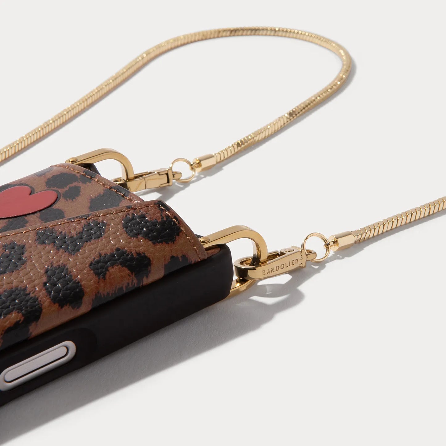 Gia Crossbody Phone Case - Heart Leopard/Gold