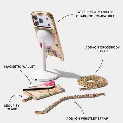 Rae Magnet Duet Wallet Crossbody Phone Case - Ceci Ivory Floral/Gold