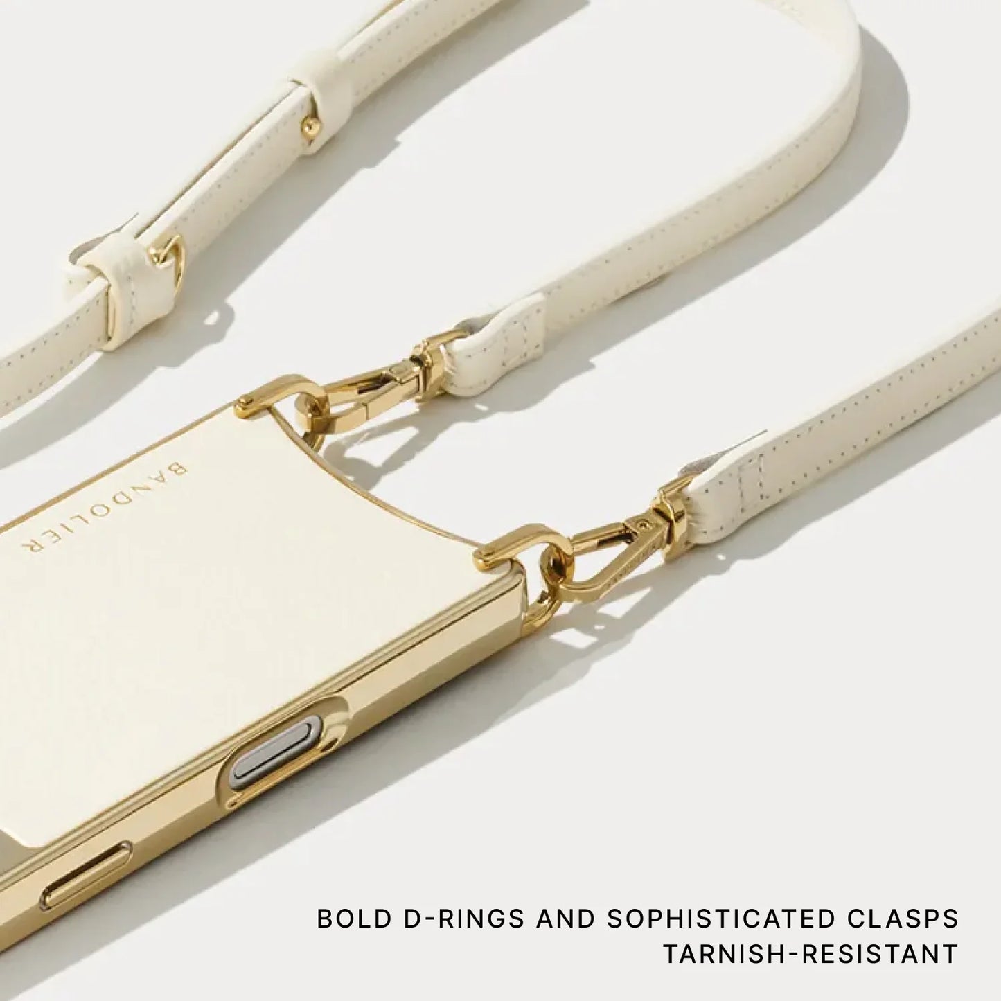 Rayna Chrome Crossbody Phone Case - Ivory/Chrome Gold