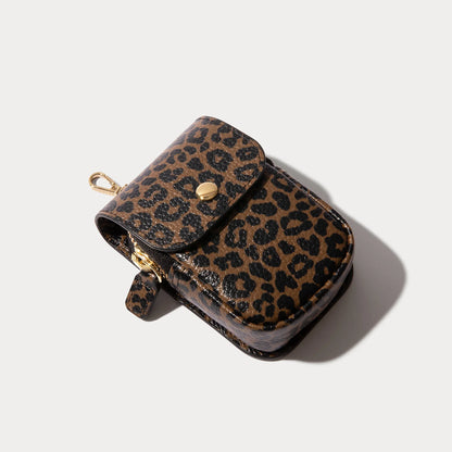 Remi Magnetic Zipper Pouch - Dark Leopard/Gold