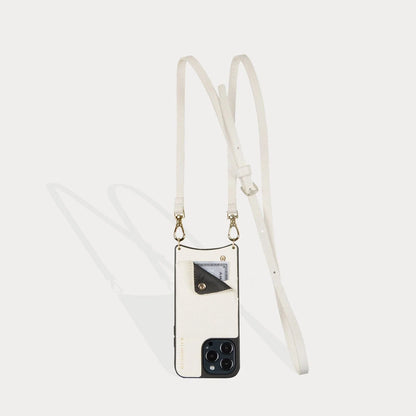 Emma Pebble Leather Crossbody Bandolier - Ivory/Gold