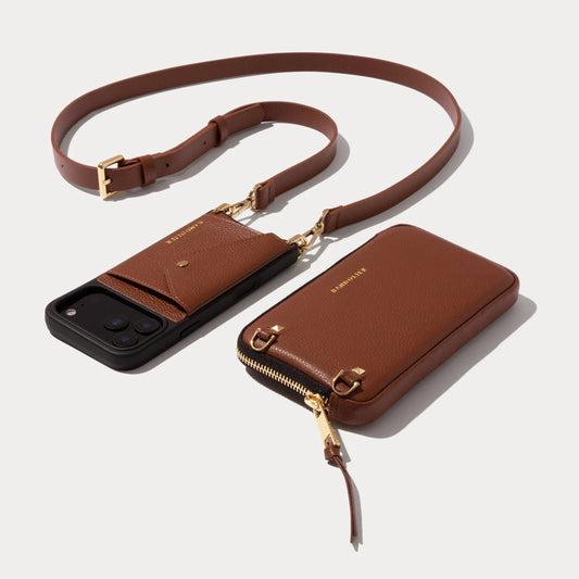 Hailey Pouch Set - Cognac/Gold