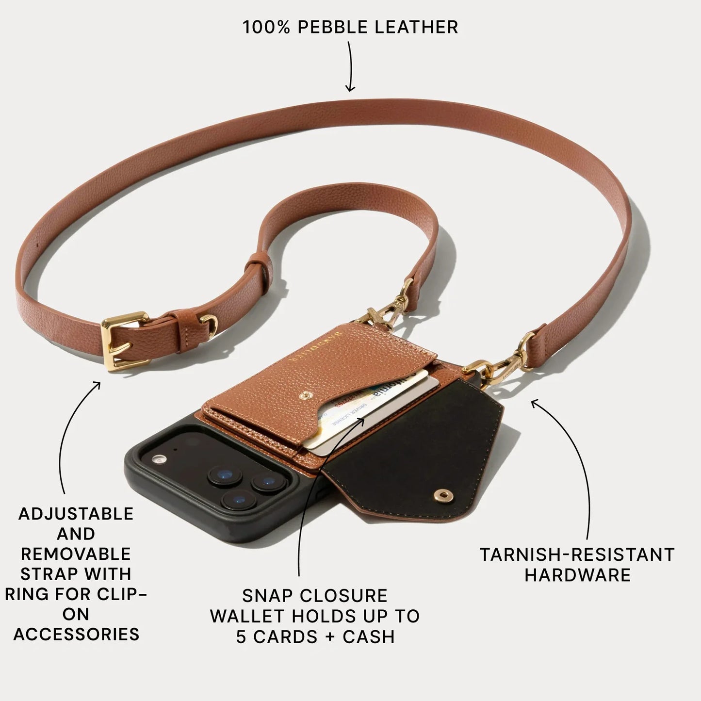 Hailey Pouch Set - Saddle Brown/Gold