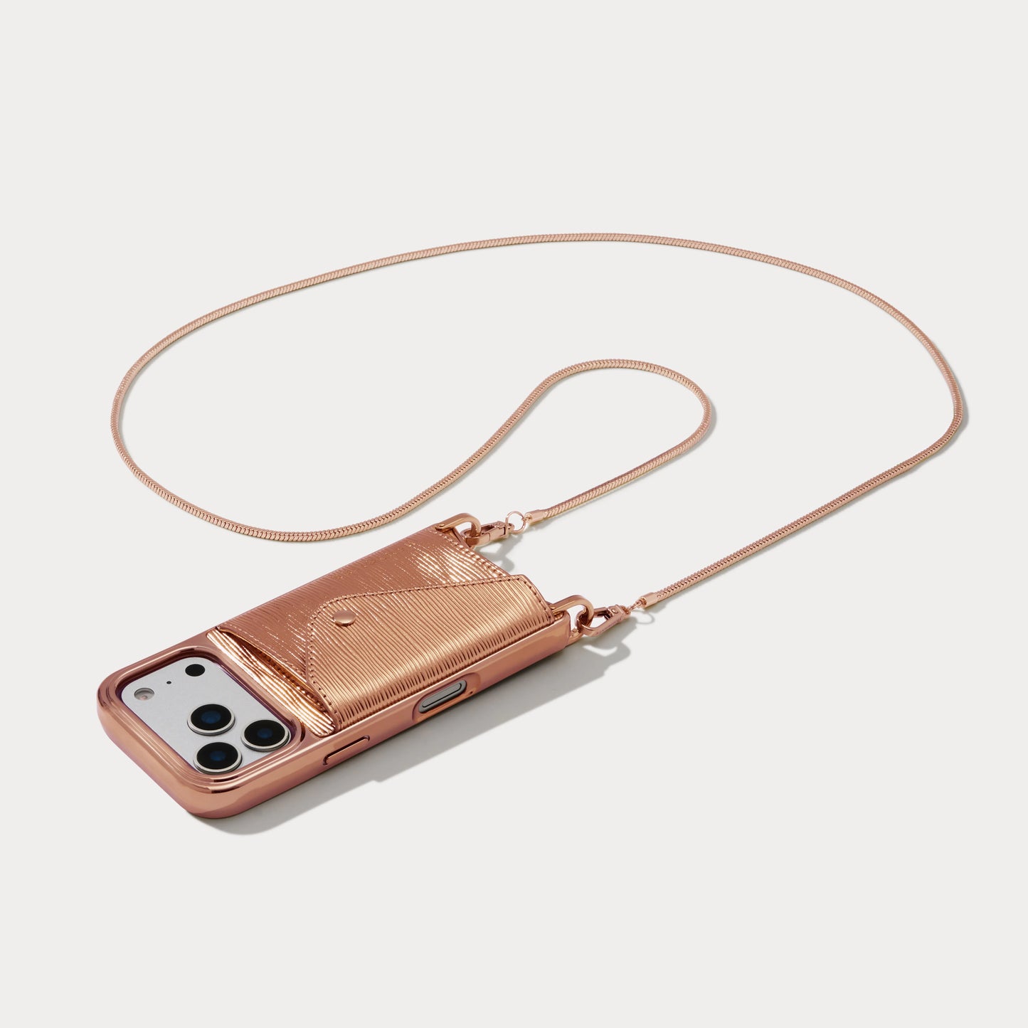 Gia Chrome Crossbody Phone Case - Rose Gold Wave/Chrome Rose Gold