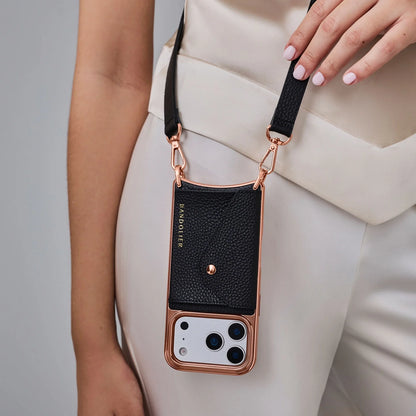 Hailey Chrome Crossbody Phone Case - Chrome Black/Rose Gold