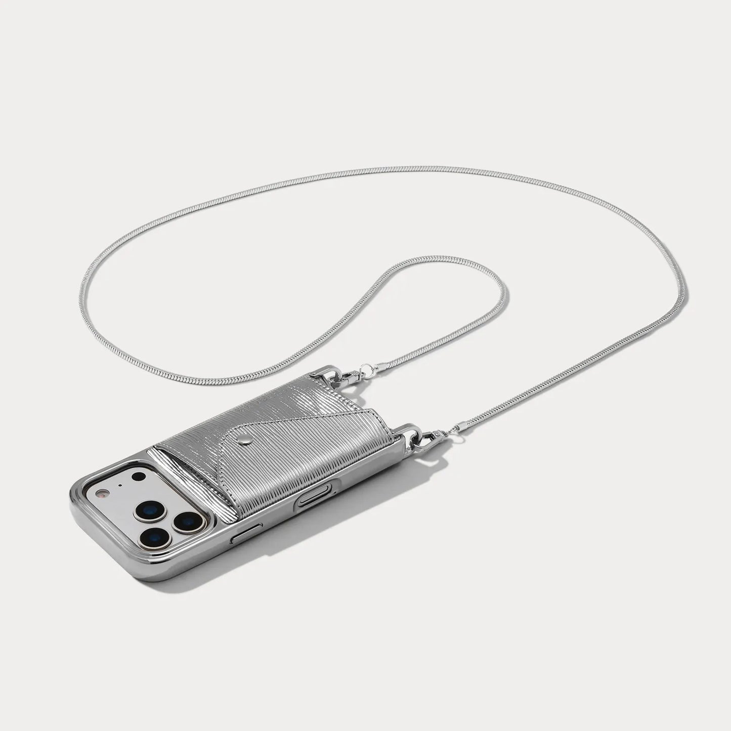 Gia Chrome Crossbody Phone Case - Silver Wave/Chrome Silver