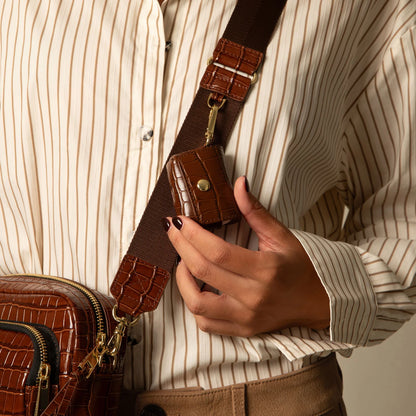 Drew Bag - Brown Croc/Gold