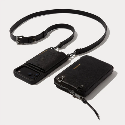 Remi Magnet Wallet Crossbody Phone Case Pouch Set - Black/Pewter