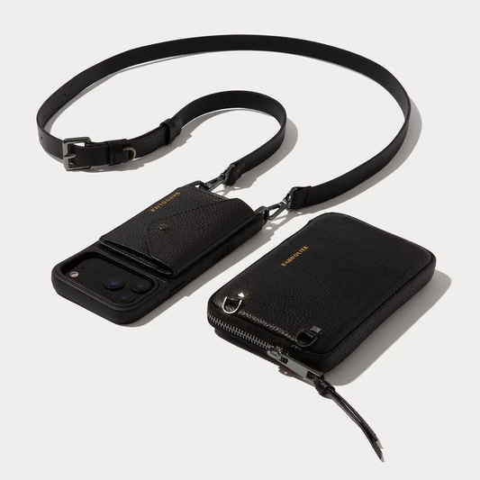 Remi Magnet Wallet Crossbody Phone Case Pouch Set - Black/Pewter