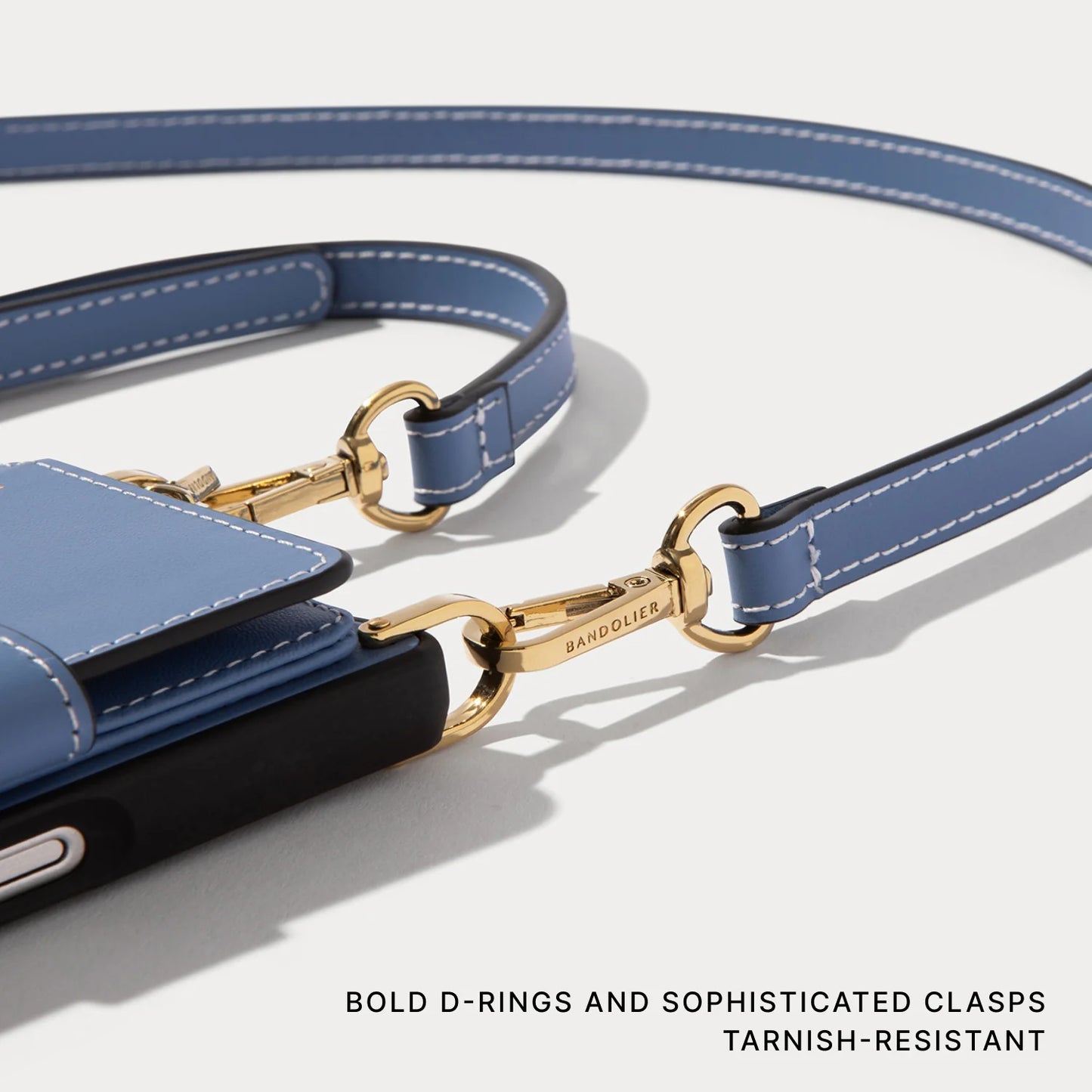 Ivy Magnet Wallet Crossbody Phone Case - Dusty Blue/Gold