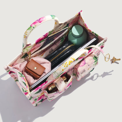 Book Tote - Ceci Pink Floral/Gold