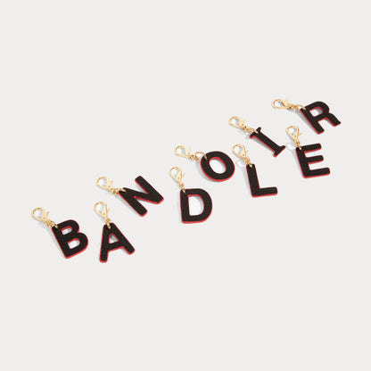 Dye Cut Initial Charm - Black/Classic Red/Gold