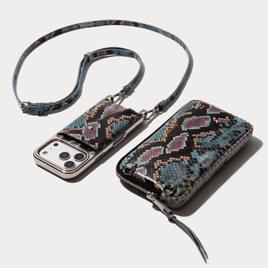 Donna Pouch Set - Prism Snake/Silver Chrome