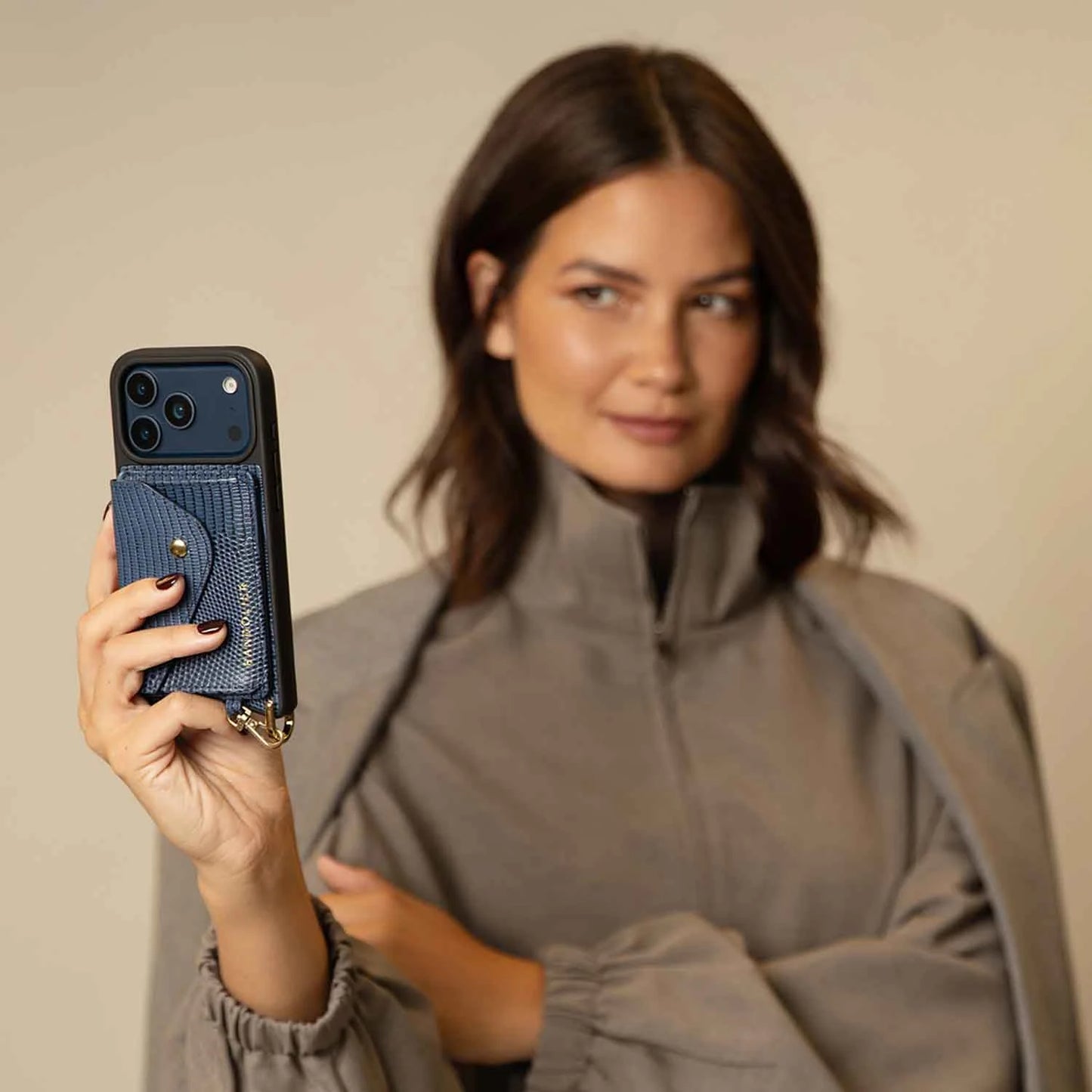 Remi Magnet Wallet Crossbody Phone Case - Indigo/Gold