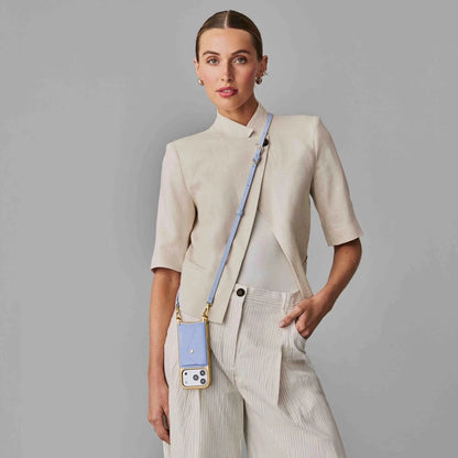 Donna Chrome Crossbody Phone Case - Periwinkle Wave/Chrome Gold