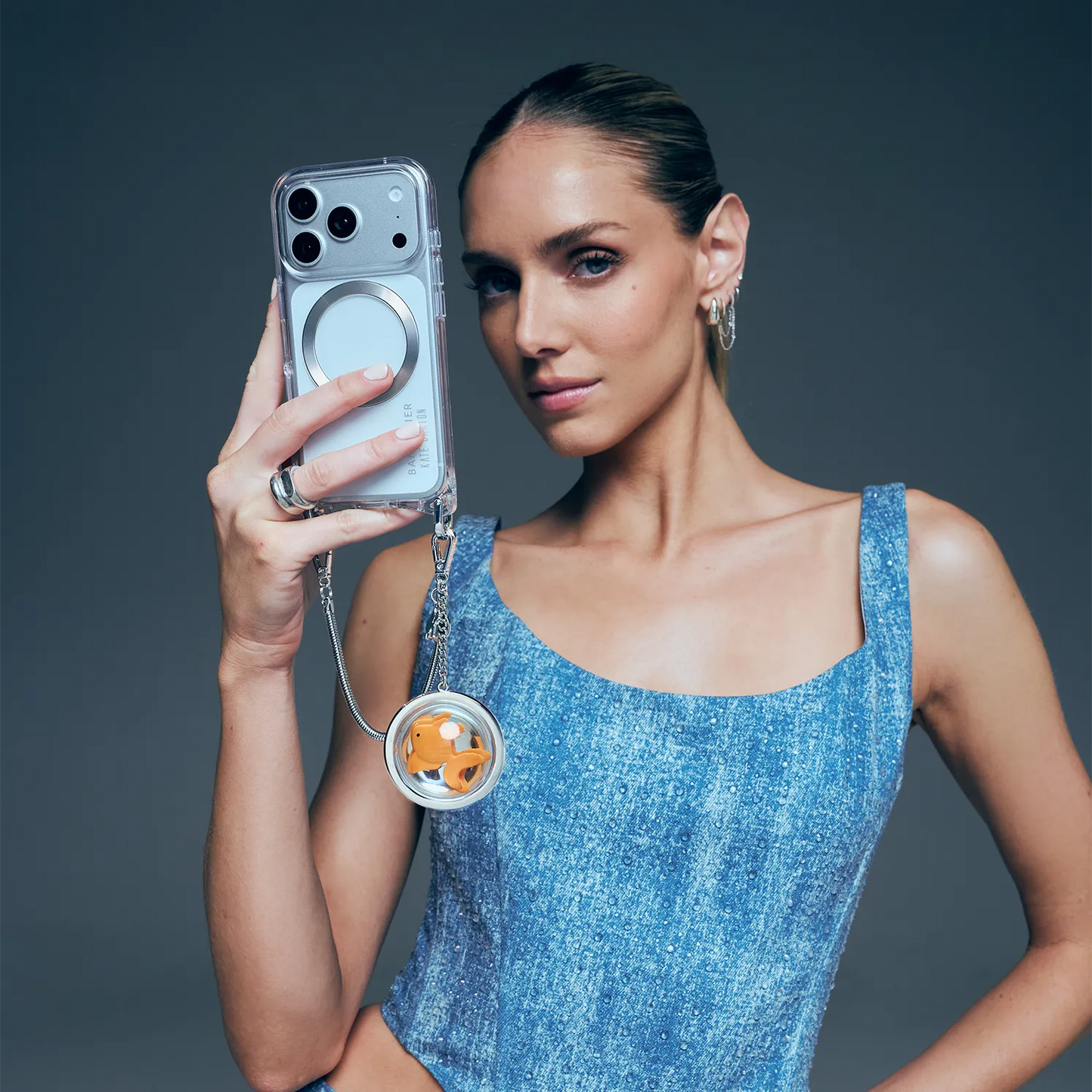Goldie Wristlet Phone Case - Clear/Silver