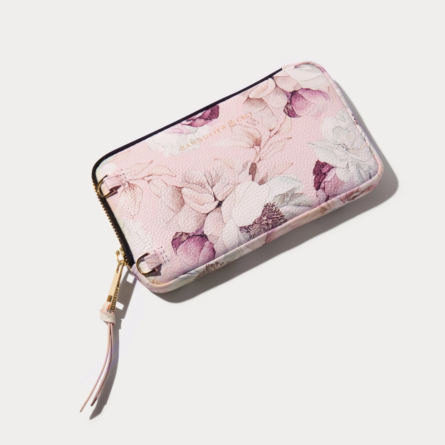 Expanded Zip Pouch - Ceci Pink Floral/Gold