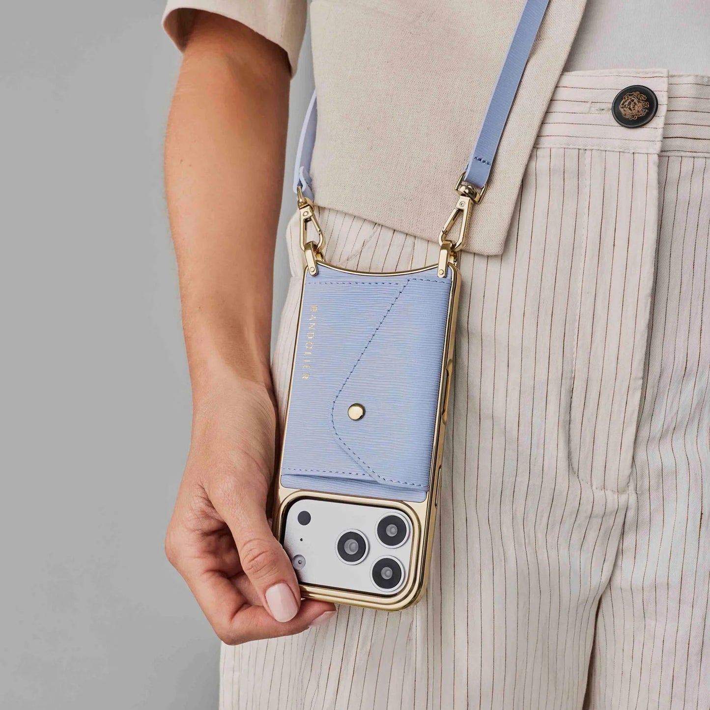 Donna Chrome Crossbody Phone Case - Periwinkle Wave/Chrome Gold