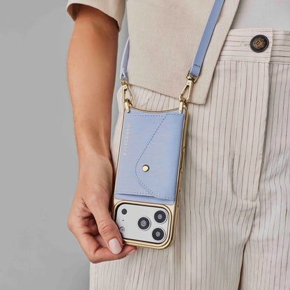Donna Chrome Crossbody Phone Case - Periwinkle Wave/Chrome Gold