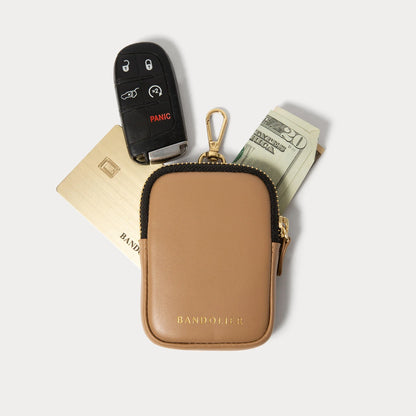 Mini Zip Clip-On Pouch - Tan/Gold