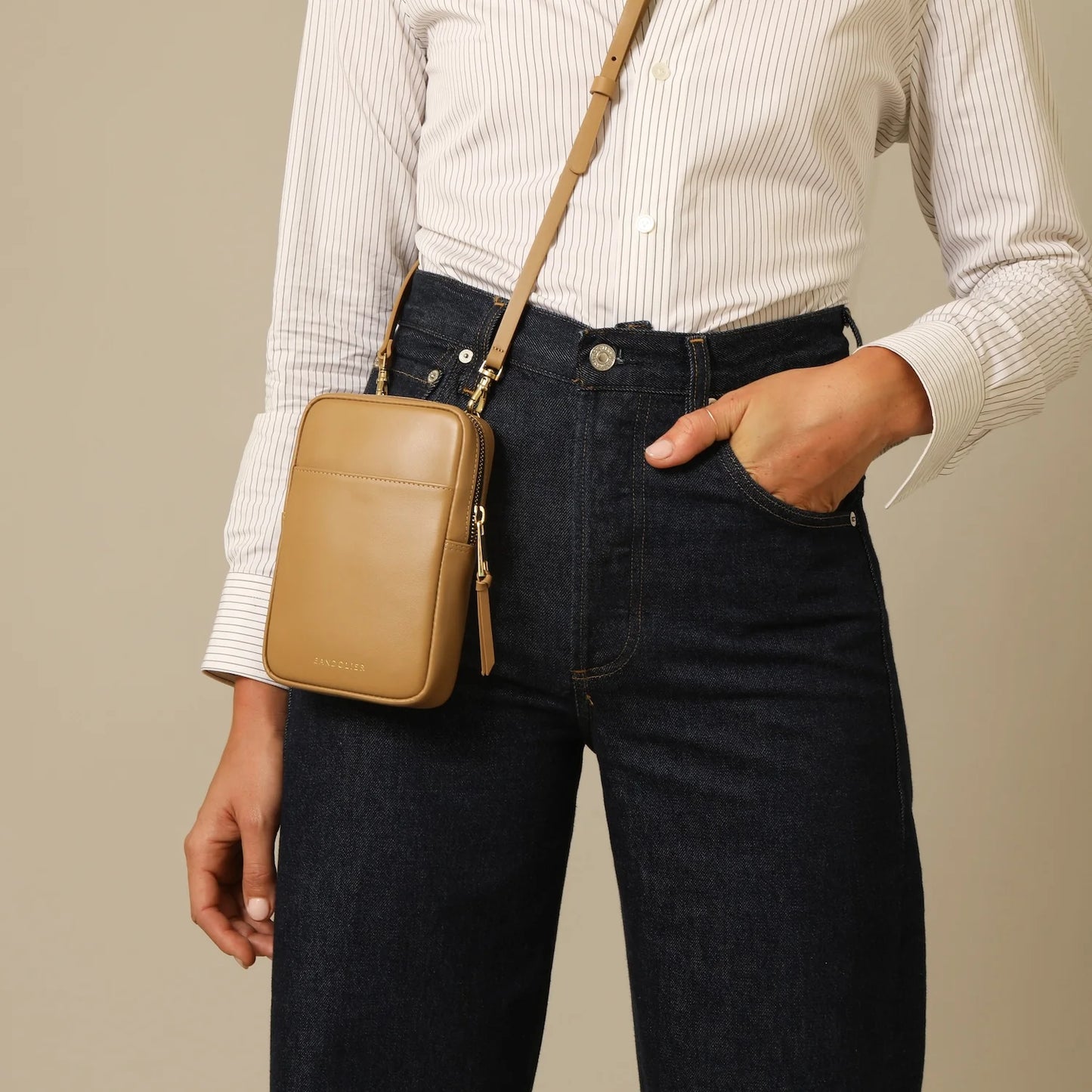 Large Expanded Pouch Set - Tan/Gold