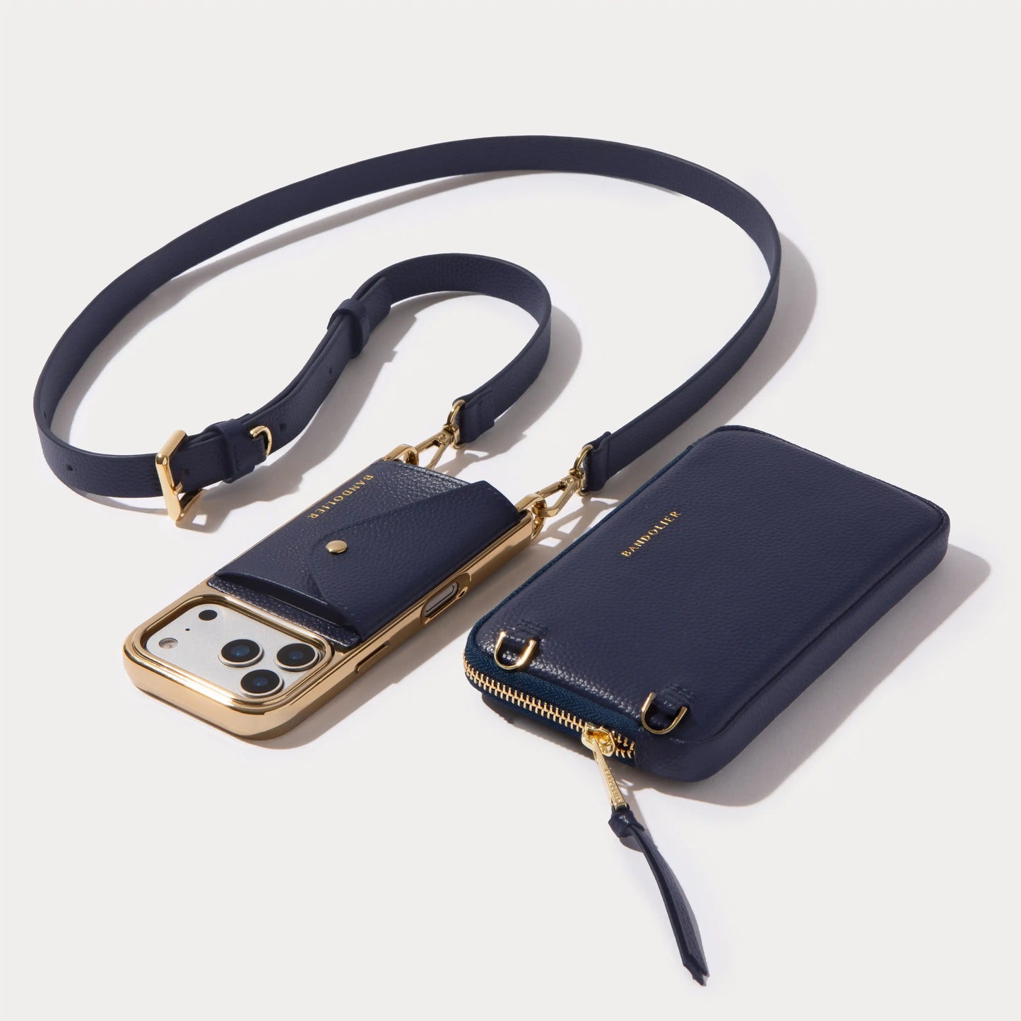 Hailey Pouch Set - Navy Chrome/Gold