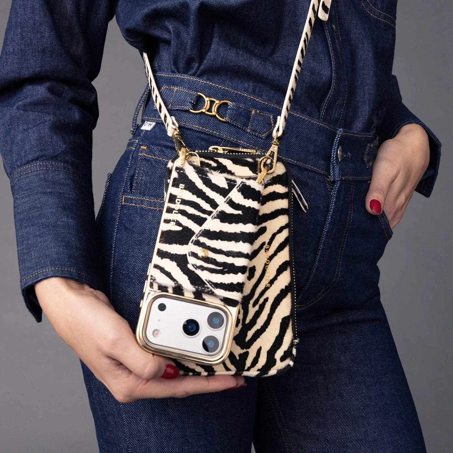 Expanded Zip Pouch - Zebra/Gold