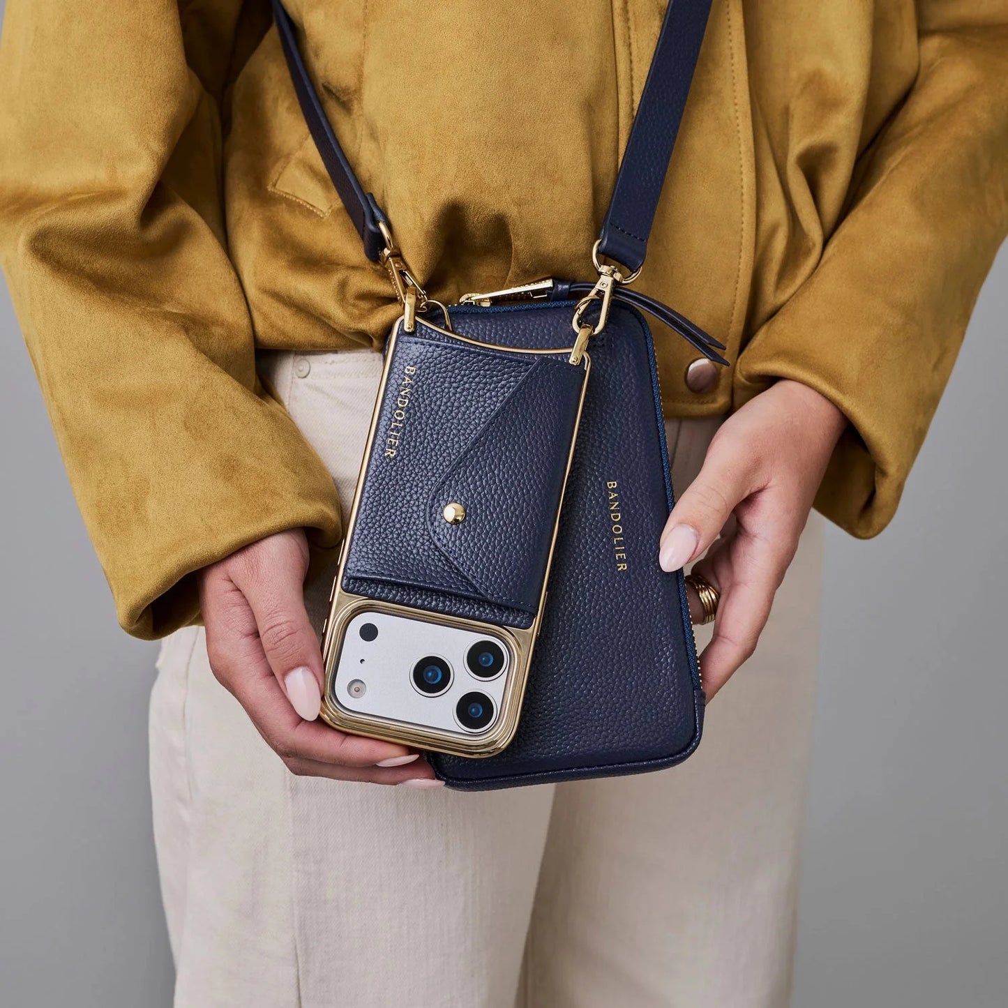 Expanded Zip Pouch - Navy/Gold