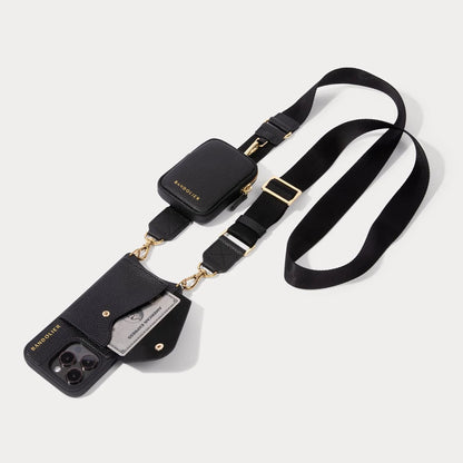 Bodie Crossbody with Mini Zip Pouch- Black/Gold