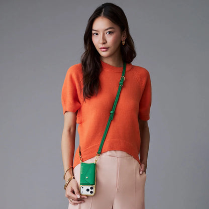 Donna Chrome Crossbody Phone Case - Fern Green/Gold
