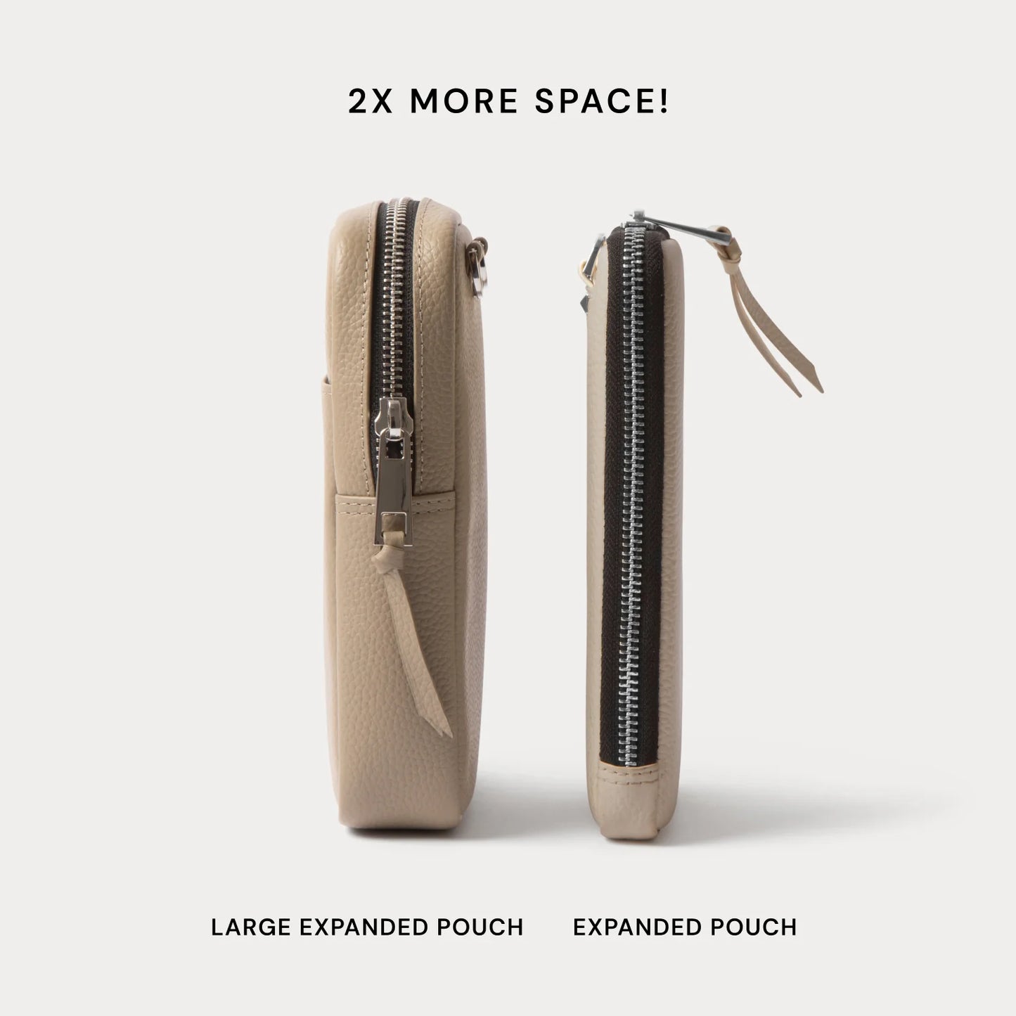Large Expanded Pouch - Greige/Silver