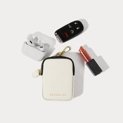 Mini Zip Clip-On Pouch - Ivory/Gold