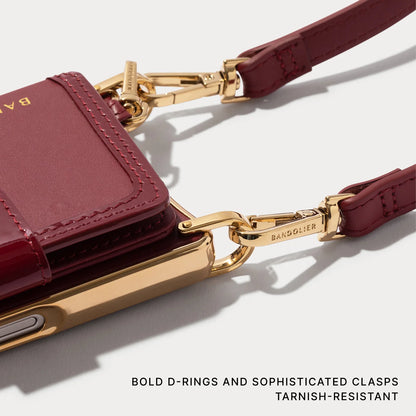 Ivy Magnet Wallet Crossbody Phone Case - Cranberry/Gold