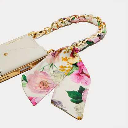 Scarf Twilly Wristlet - Ceci Ivory Floral/Gold