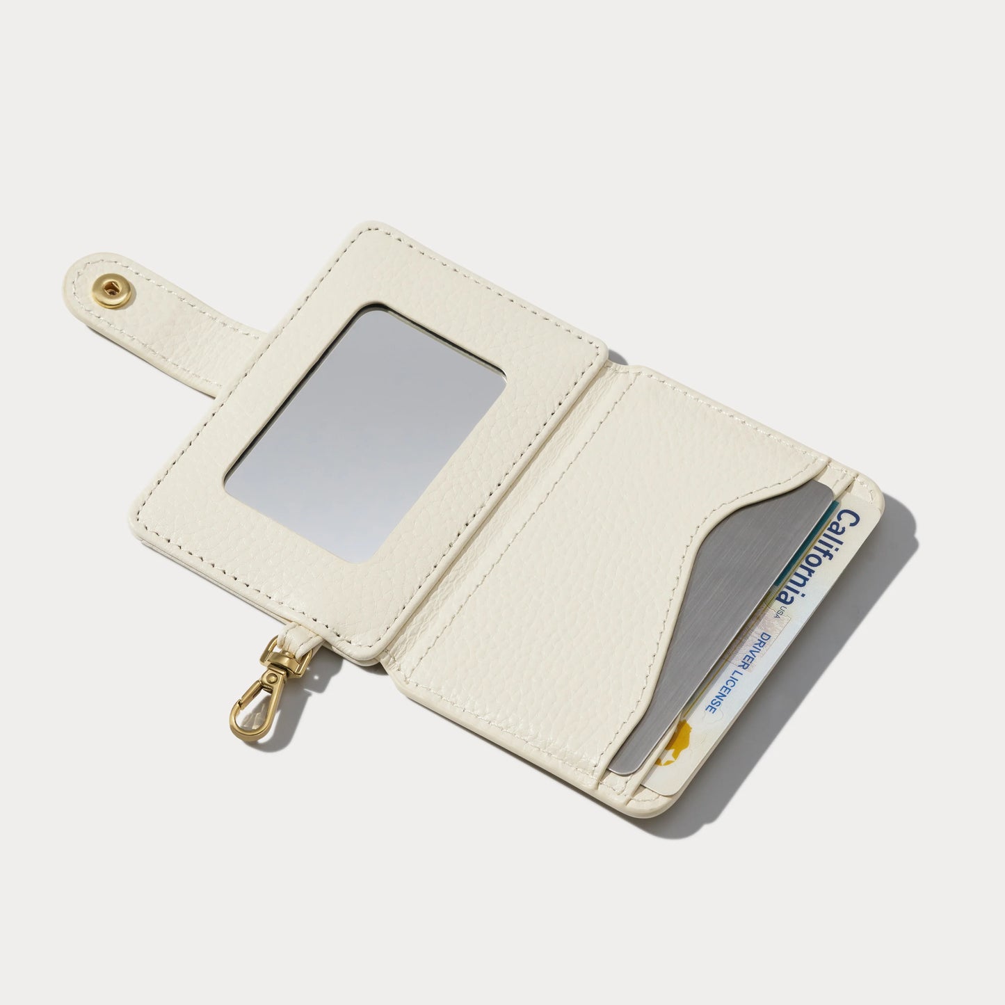 Add-On Sleek Mirror Magnet Wallet - Ivory/Gold