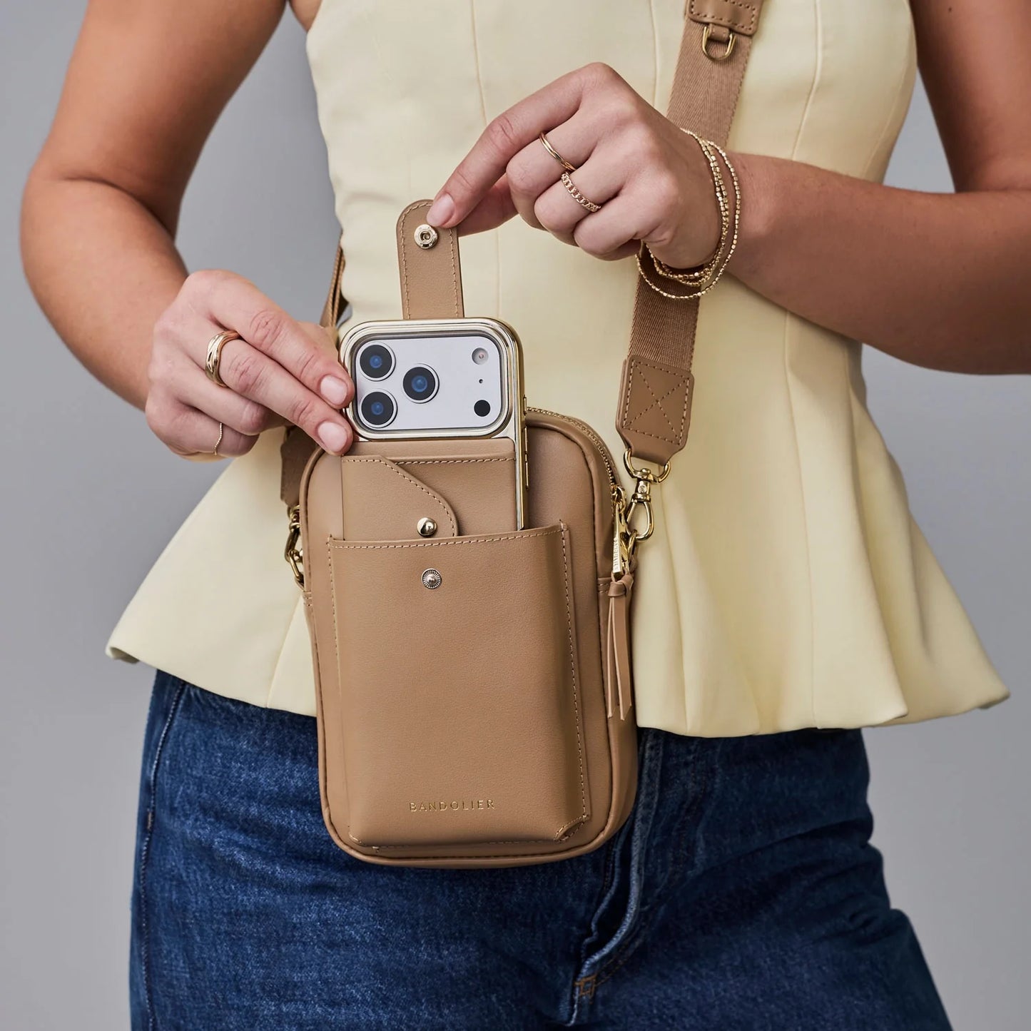 Dillon Bag - Tan/Gold