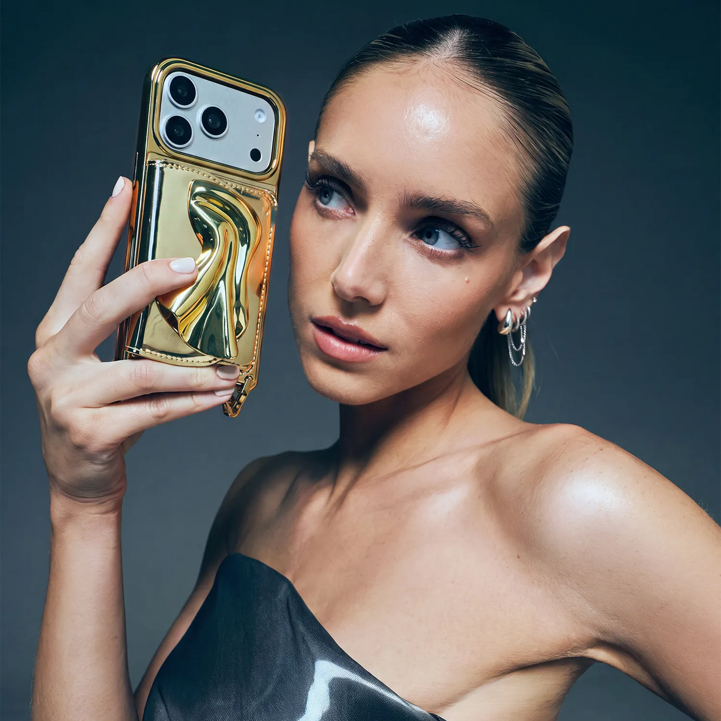 Kaia Wristlet Phone Case - Gold Patent/Gold