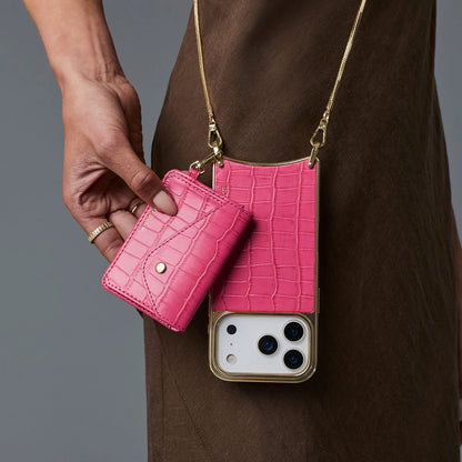 Remi Chain Chrome Magnet Wallet Crossbody Phone Case