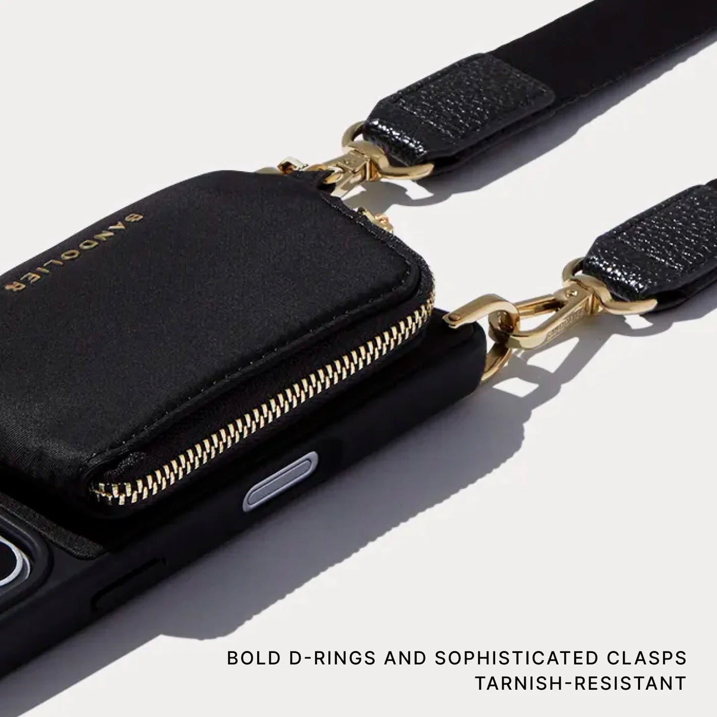 Nova Nylon Magnet Wallet Crossbody Phone Case Pouch Set - Black/Gold
