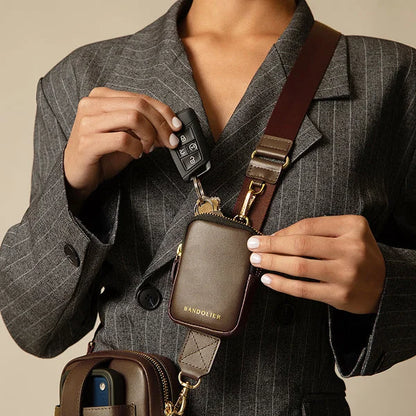 Bodie Crossbody Strap Only with Mini Zip Pouch - Espresso/Gold