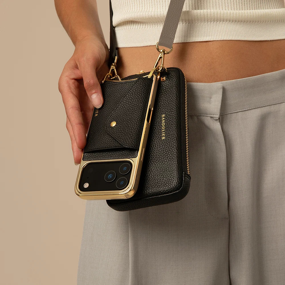 Hailey Pouch Set - Chrome Black/Gold