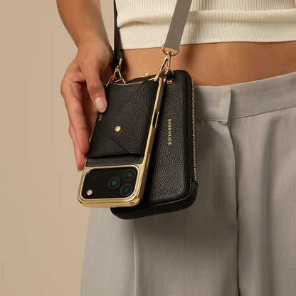 Hailey Pouch Set - Chrome Black/Gold