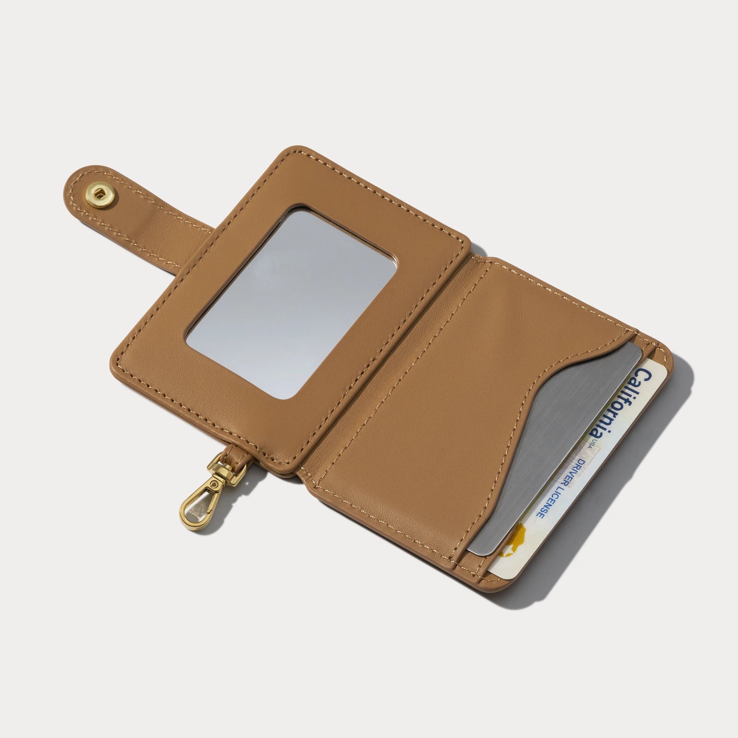 Add-On Sleek Mirror Magnet Wallet - Tan/Gold