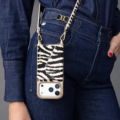 Donna Crossbody Phone Case - Zebra/Gold