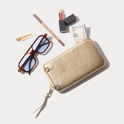 Expanded Zip Pouch - Metallic Gold/Gold
