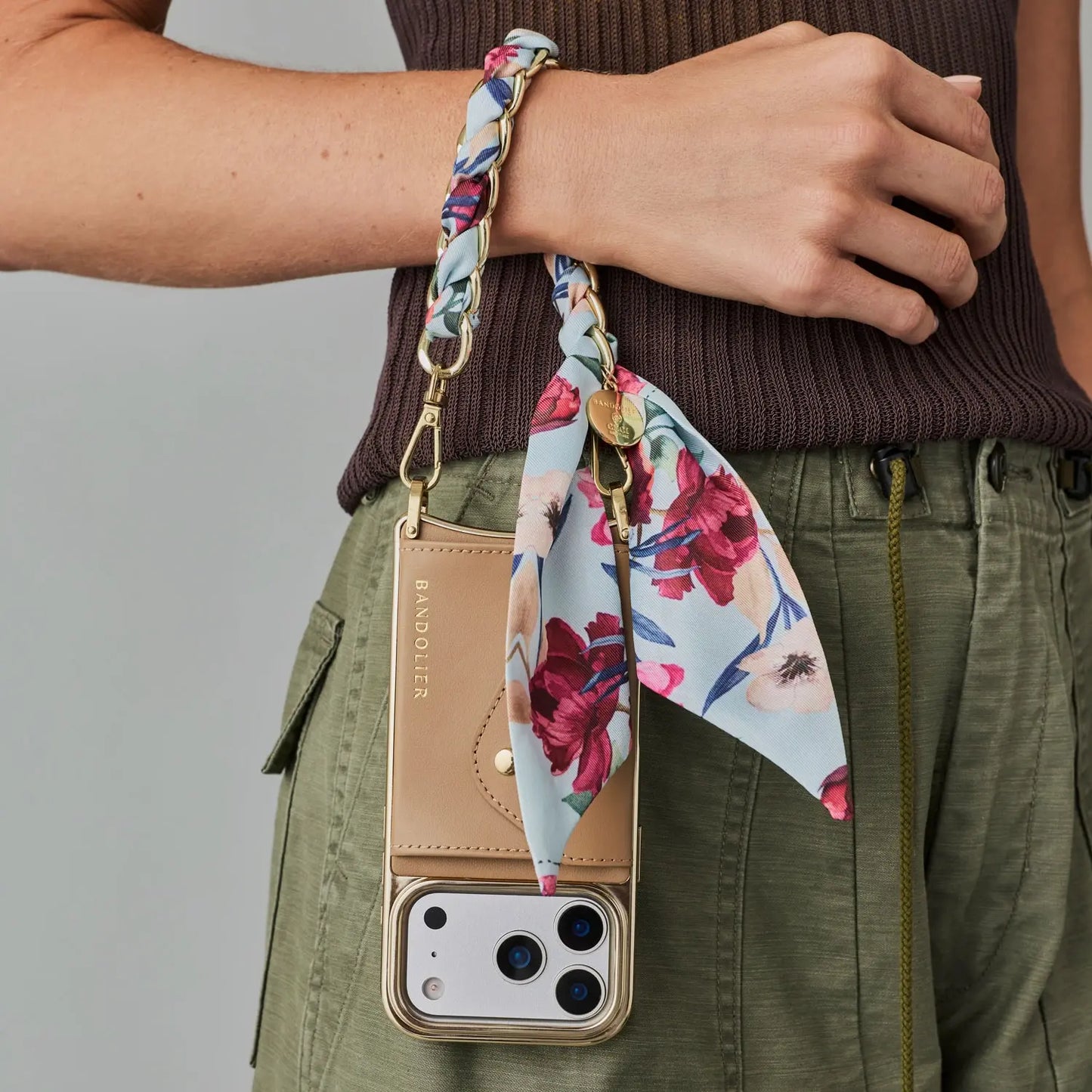 Scarf Twilly Wristlet - Ceci Blue Floral/Gold