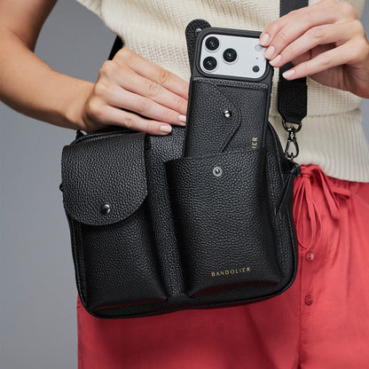 Dillon Dual Pocket Crossbody Bag - Black/Pewter
