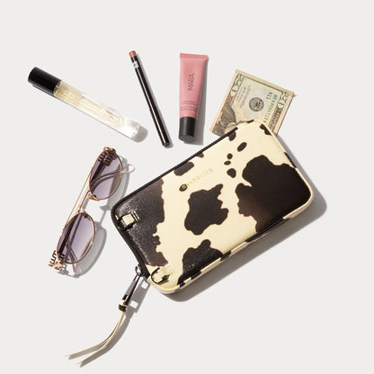 Remi Magnet Wallet Crossbody Phone Case Pouch Set - Spotted Hide/Pewter